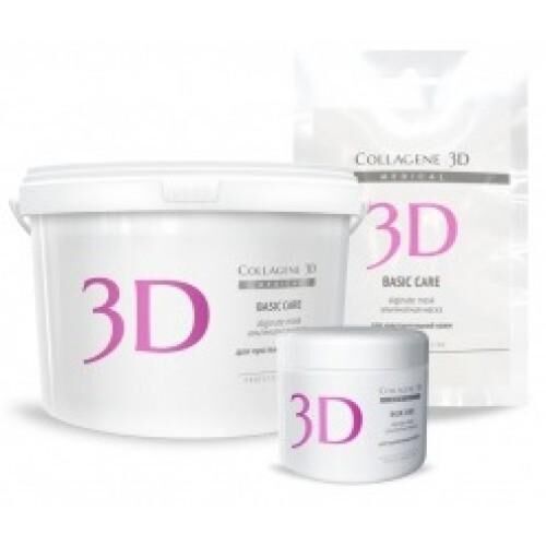 Коллаген 3Д Альгинатная маска для лица и тела с розовой глиной 1200 г (Collagene 3D, Basic Care)