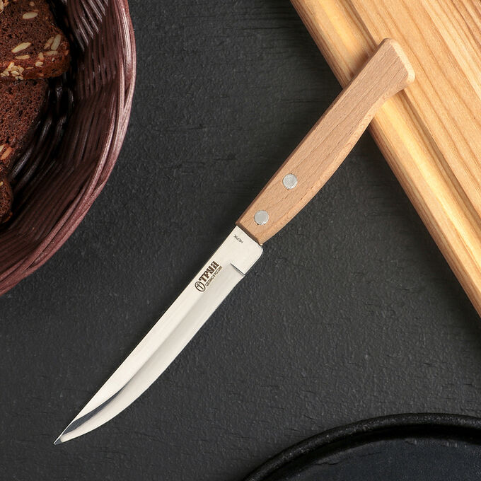 Нож кухонный Труд Вача «Ретро», овощной, лезвие 11,5 см, с деревянной ручкой, цвет бежевый