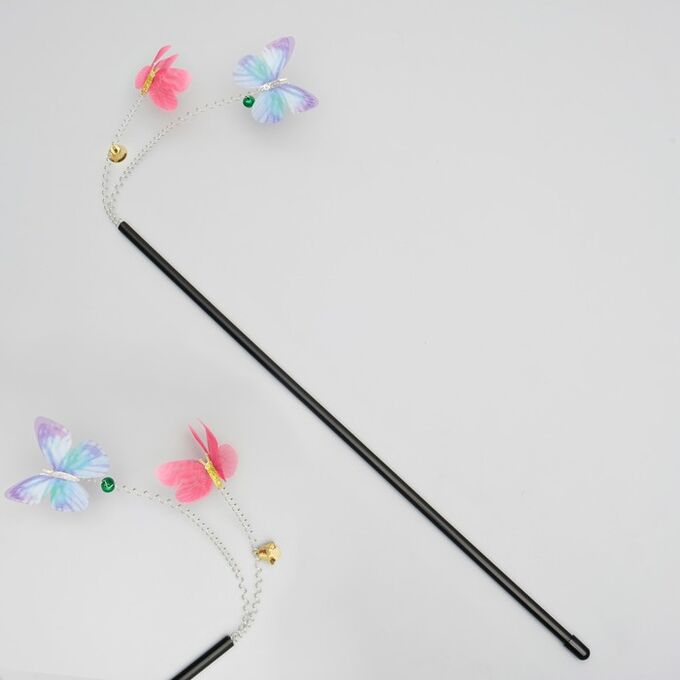 Дразнилка-удочка с бабочками на пружинке, микс цветов