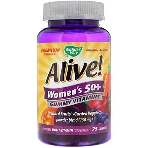 Nature&#039;s Way, Alive! Жевательные витамины для женщин старше 50 лет, фруктовые вкусы, 75 жевательных конфет