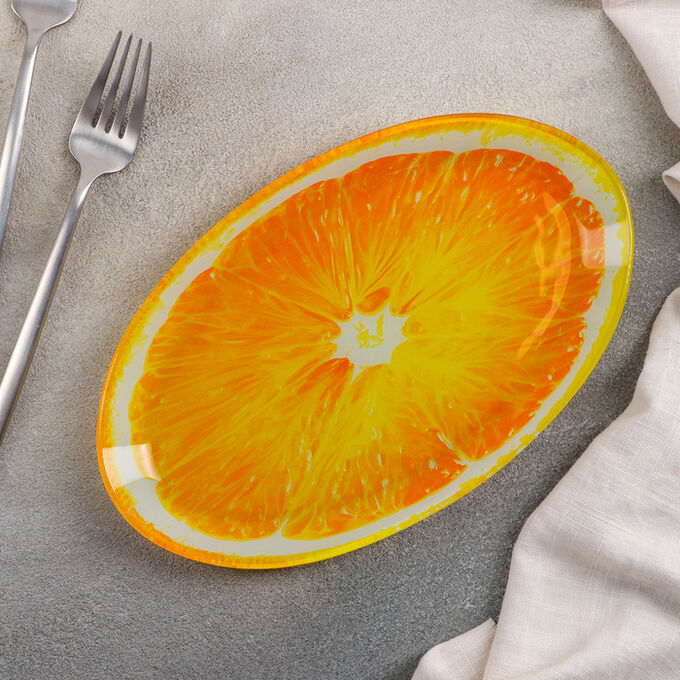 Блюдо овальное Доляна «Сочный апельсин», 24,5x15x2 см, цвет оранжевый