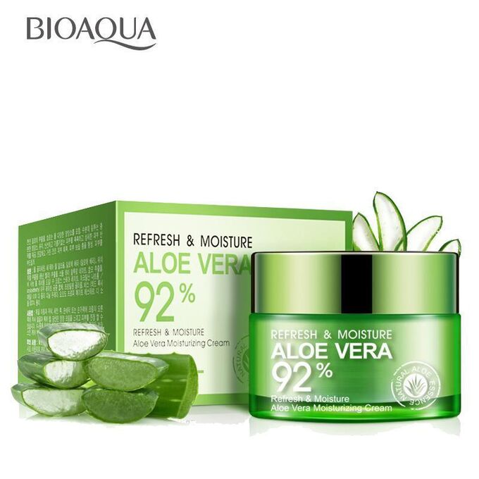 BIOAQUA, Освежающий и увлажняющий крем-гель для лица и шеи, Refresh &amp; Moisture Аloe Vera 92%, 50 г