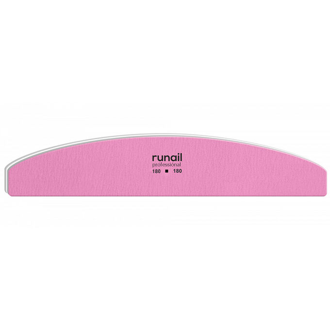 Профессиональная пилка для искусственных ногтей (розовая, полукруглая, 180/180), RuNail