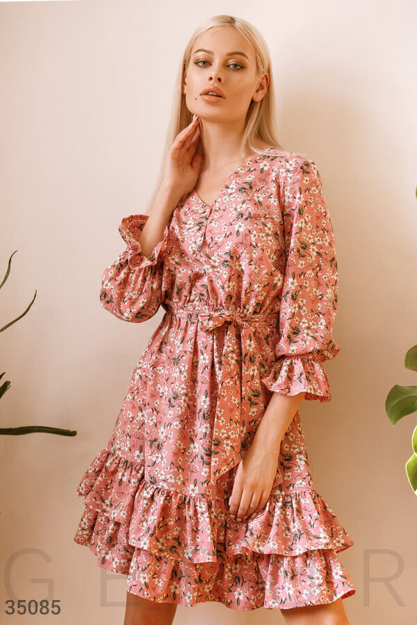 Gepur Розовое платье с цветочным принтом