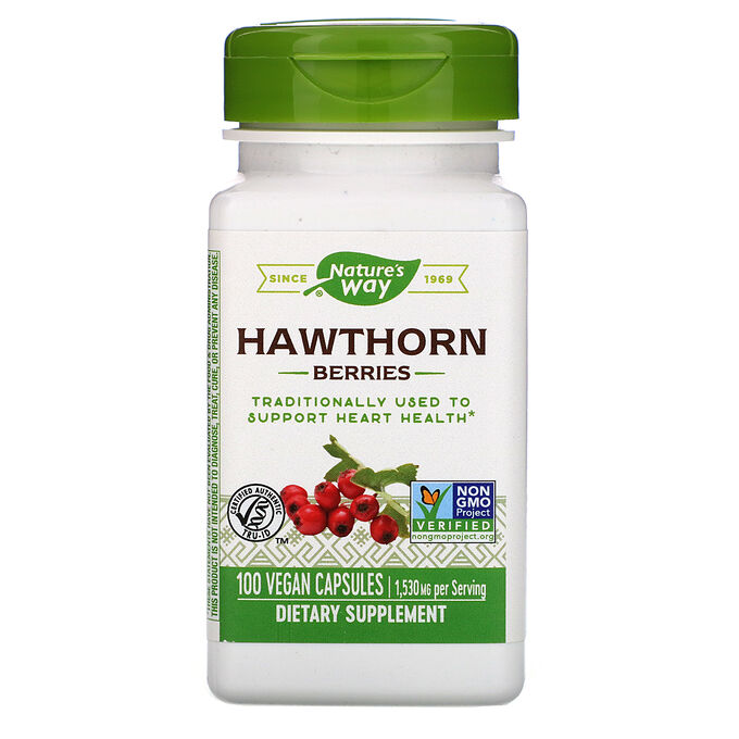 Nature&amp;#x27 - s Way, Hawthorn Berries, 1,530 mg, 100 Vegan Capsules