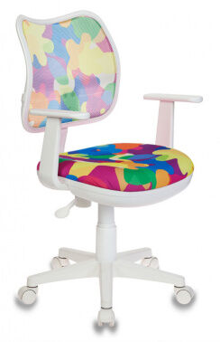 Кресло детское Бюрократ CH-W797/ABSTRACT спинка сетка мультиколор абстракция сиденье мультиколор абстракт колеса белый (пластик