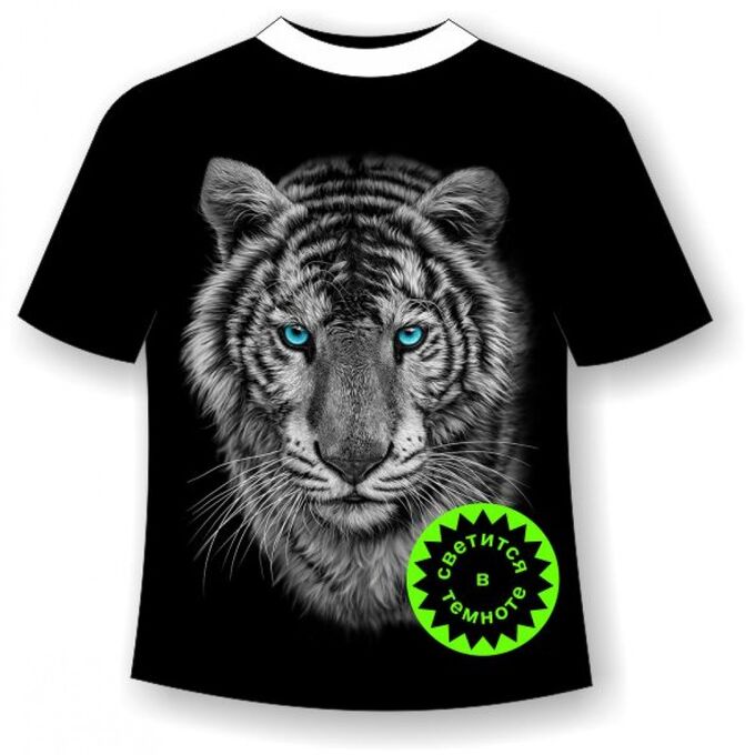 Мир Маек Детская футболка Тигр черно-белый 1087