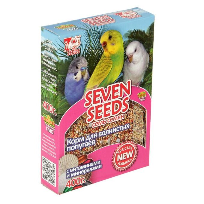 Корм Seven Seeds Special для волнистых попугаев, с витаминами и минералами, 400 г