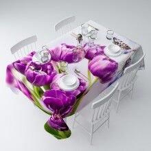 Скатерть с пропиткой &quot;Фиолетовые тюльпаны&quot;, 140*220