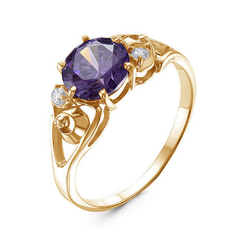 Artefakt Позолоченное кольцо с фиолетовым фианитом - 1225 - п