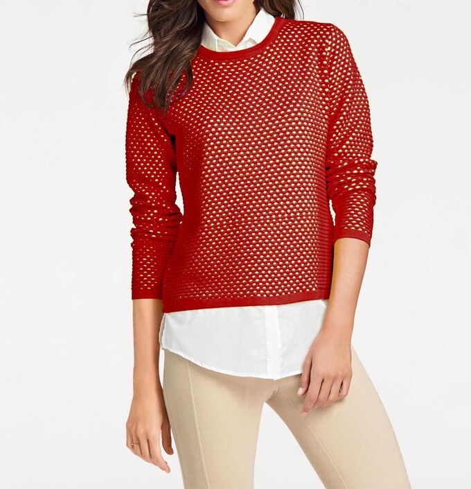 Пуловер 2 в 1, красно-белый