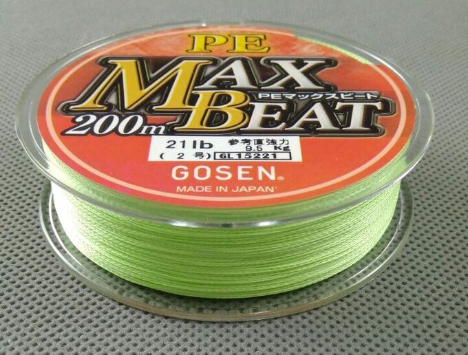 Плетеный шнур №2 Gosen Pe Max Beat (200м, 21lb, 9.5кг, зеленая. Товары ...