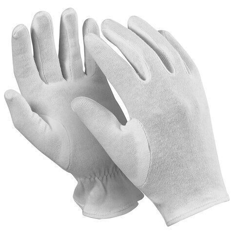 Перчатки хлопчатобумажные MANIPULA &quot;Атом&quot;, КОМПЛЕКТ 12 пар, размер 7 (S), белые, ТТ-44