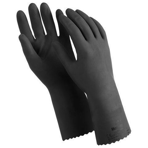 Перчатки латексные MANIPULA &quot;КЩС-1&quot;, двухслойные, размер 9 (L), черные, L-U-03