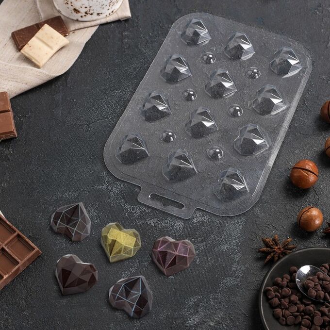 СИМА-ЛЕНД Форма для шоколада «Конфеты Граненое Сердце»