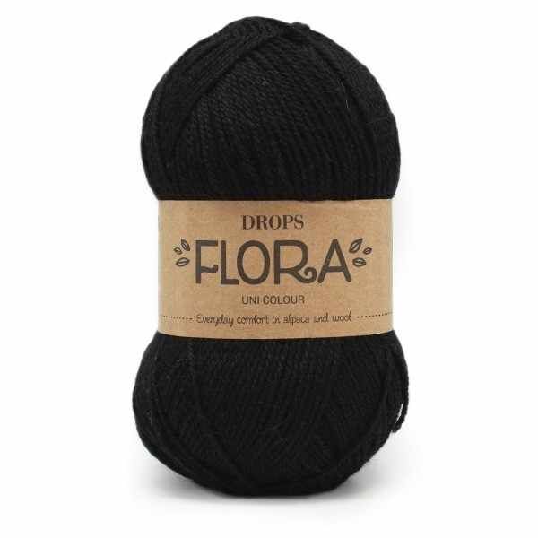 Пряжа DROPS Flora Цвет.06 Black/черный