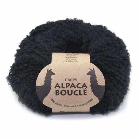 Пряжа DROPS Alpaca Boucle Цвет.8903 Black/черный