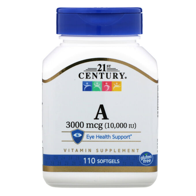 21st Century, Витамин A, 3000 мкг (10 000 МЕ), 110 мягких желатиновых капсул