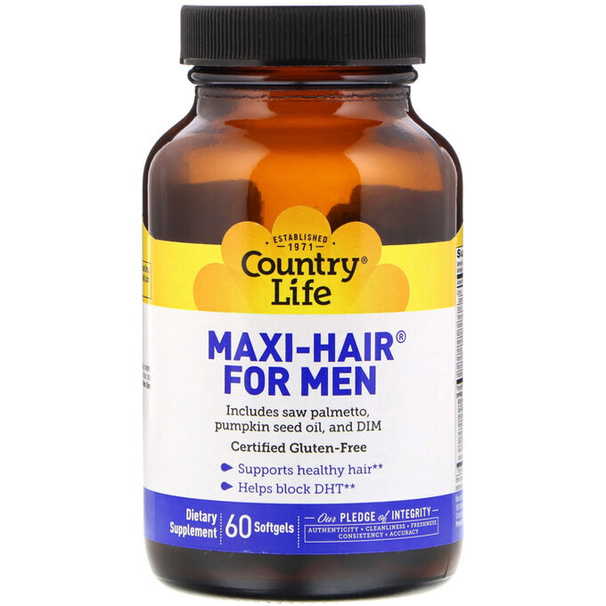 Country Life, Maxi-Hair для мужчин, 60 мягких желатиновых капсул