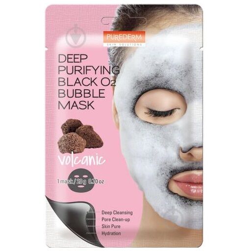 Кислородная пузырьковая маска для лица PUREDERM Deep Purifying Black O2 Bubble Mask Volcanic, 20g