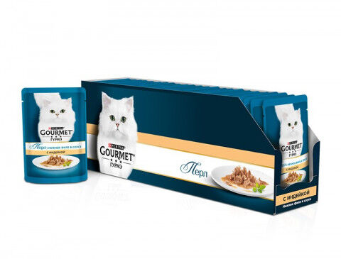 Gourmet Perle влажный корм для кошек Индейка в подливе 85гр пауч АКЦИЯ!