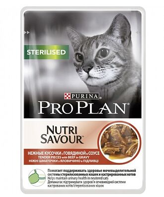 Pro Plan Sterilised влажный корм для стерилизованных кошек Говядина в соусе 85гр