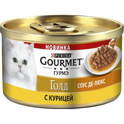 Gourmet Gold влажный корм для кошек Курица соус де-люкс 85гр консервы АКЦИЯ!