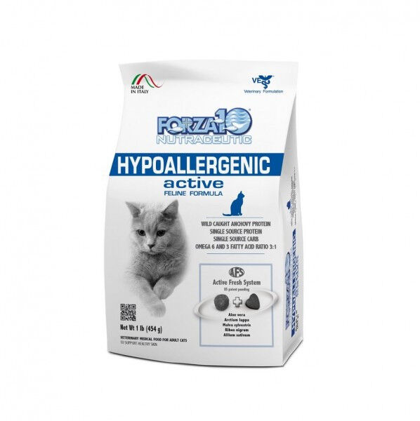 Forza10 Cat Hypoallergenic Active диета сухой корм для взрослых кошек с пищевой непереносимостью и аллергией 0,454кг
