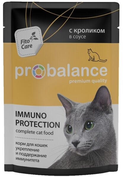 Probalance Immuno Protection влажный корм для кошек с кроликом в соусе 85 гр пауч