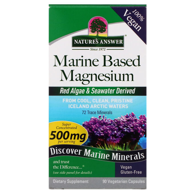 Nature&amp;#x27 - s Answer, Магний из морепродуктов, 500 мг, 90 вегетарианских капсул