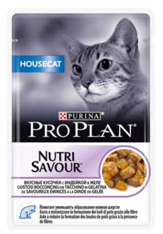 Pro Plan HouseCat влажный корм для домашних кошек Индейка в желе 85гр пауч