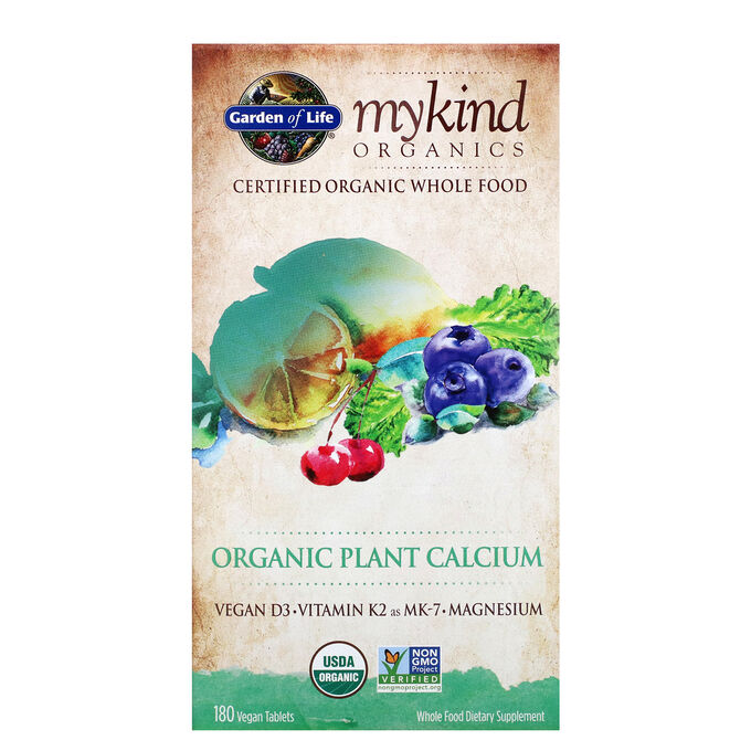 Garden of Life, KIND Organics, органический растительный кальций, 180 веганских таблеток