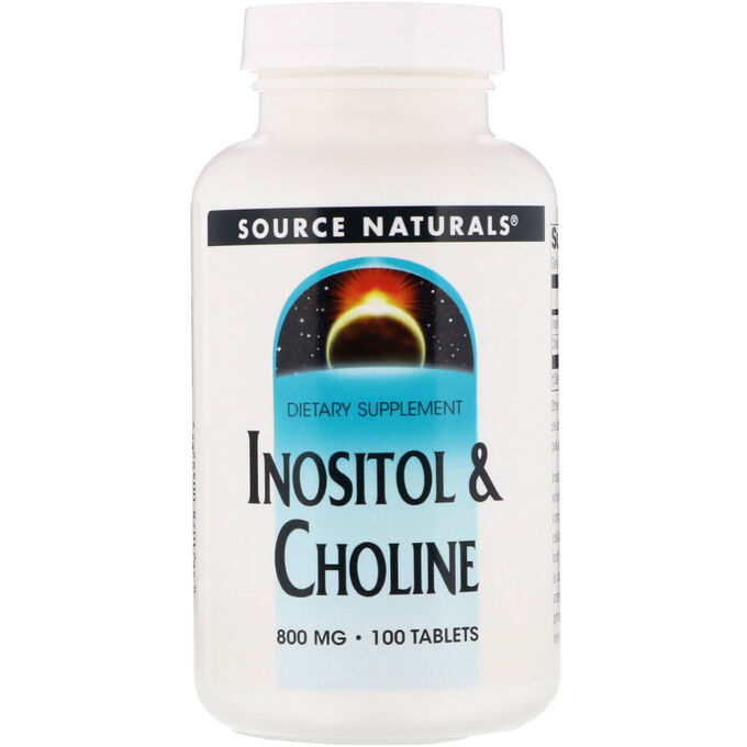 Source Naturals, Inositol &amp;amp -  Choline, 800 мг, 100 таблеток