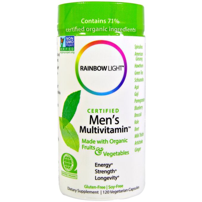 Rainbow Light, Сертифицированные Men&amp;#x27 - s Multivitamin, 120 вегетарианских капсул