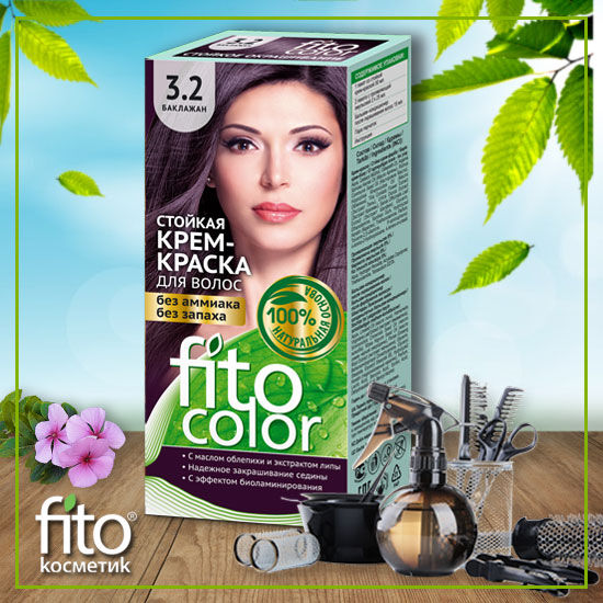 Cтойкая крем-краска для волос серии «Fitocolor», тон 3.2 баклажан 115 мл