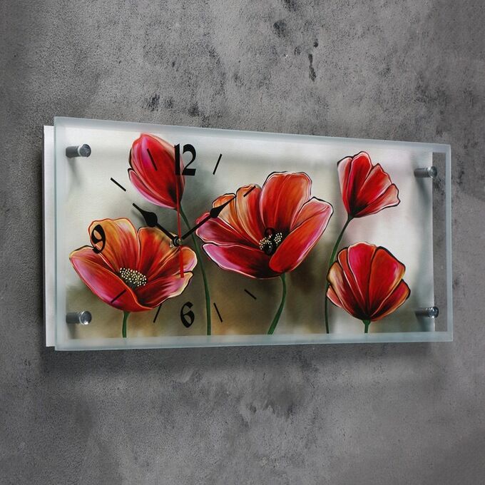 Часы настенные, серия: Цветы, &quot;Цветы&quot;, 20х50  см, в ассортименте