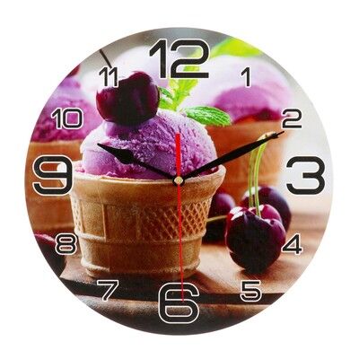 Часы настенные круглые &quot;Мороженое и черешня&quot;, 24 см микс