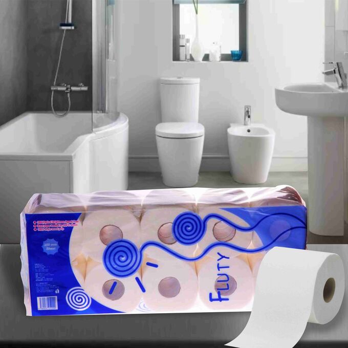 Gotaiyo * &quot;Fluty&quot; (blue) Двухслойная туалетная бумага 10 рулонов