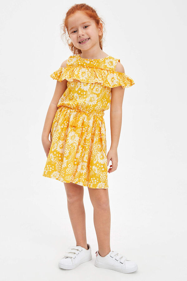 DEFACTO Платье желтое в цветочек