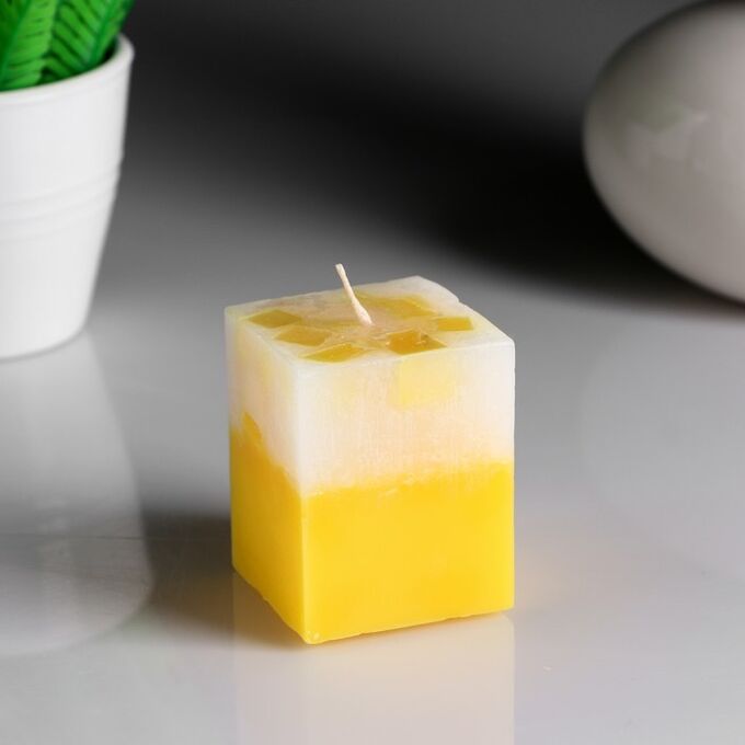 Свеча- куб с мозаикой &quot;Лимон&quot; ароматическая, 5?6 см