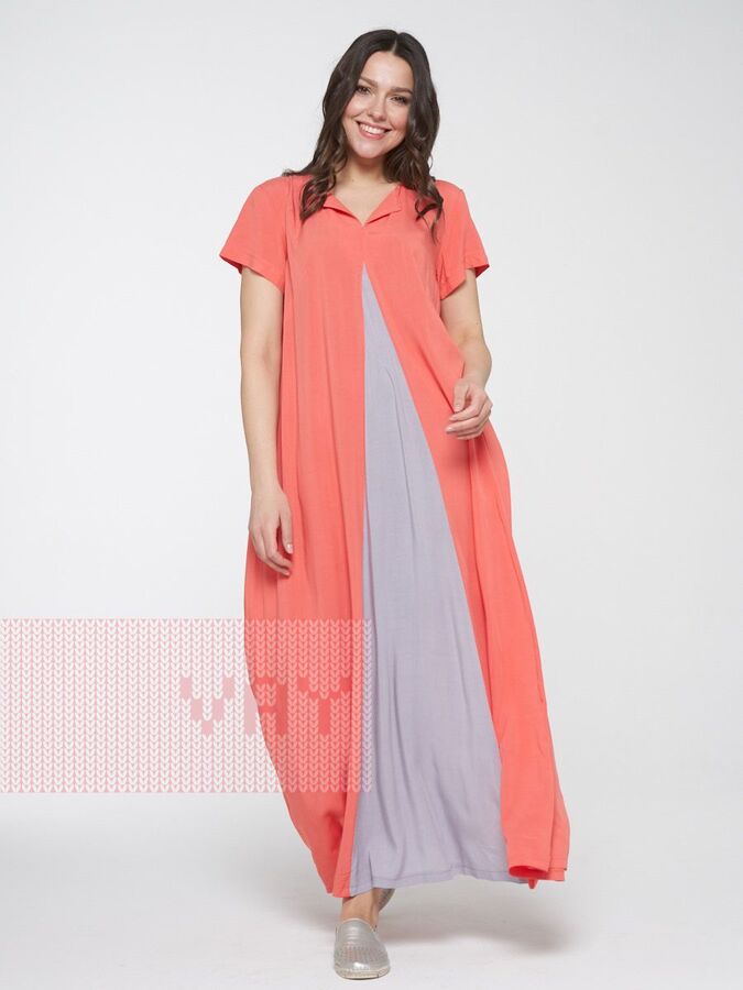 Платье женское 201-3597 Ш49/Ш46 коралловый-розовый/пепел