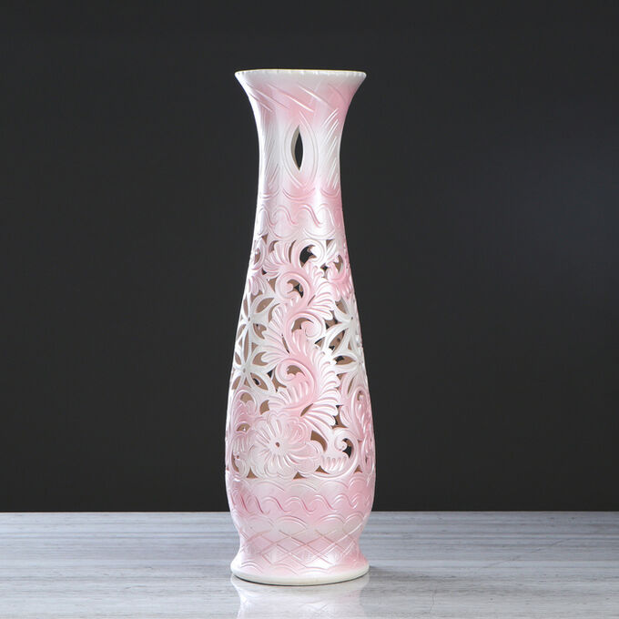 Ваза напольная &quot;Глория&quot;, розовый цвет, резная, 68 см, микс, керамика