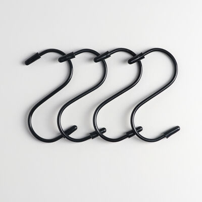 Набор крючков для рейлинга, d=3 см, 8 см, 4 шт, цвет чёрный