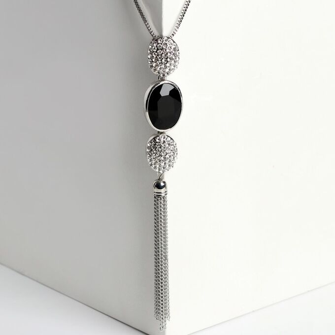 Queen fair Кулон &quot;Утончённость&quot; овалы с цепочкой, цвет чёрно-серый в сером металле, 60см