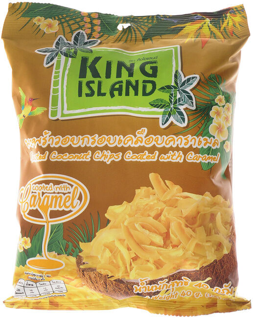 Кокосовые чипсы KING ISLAND с карамелью, 40 гр