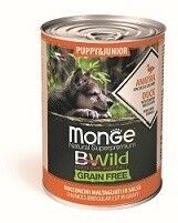 Влажный корм Monge Dog BWild GRAIN FREE Puppy&amp;Junior для щенков и беременных собак, беззерновой, из утки с тыквой и кабачками, консервы 400 г