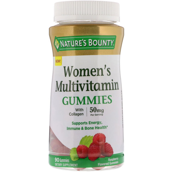 Nature&amp;#x27 - s Bounty, Жевательные таблетки-мультивитамин для женщин, со вкусом малины, 50 мг, 90 жевательных таблеток
