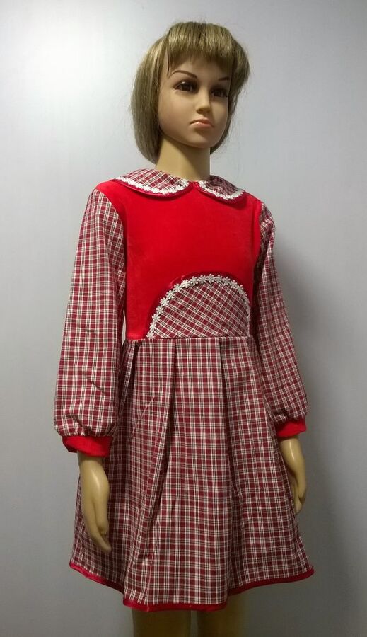 Шотландка комбинированное платье детское