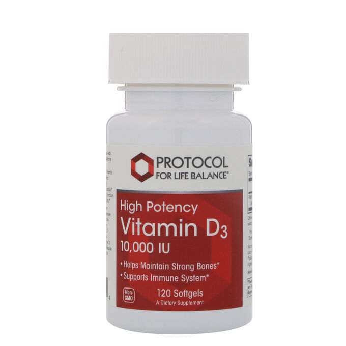 Protocol for Life Balance, Витамин D-3, 10 000 ИЕ, 120 мягких капсул