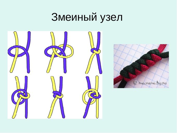 Схема браслета из паракорда змейка